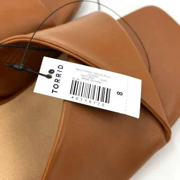 New Torrid Cognac Twist Front Heeled Mule - Size 8WW - Picture 9 of 11